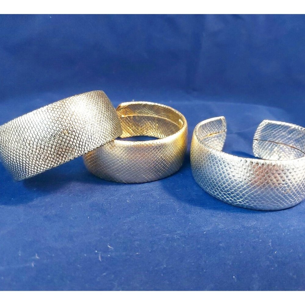 Vintage Rosemary Peck Designer Cuff Bracelet, Leather/Metal, Signed